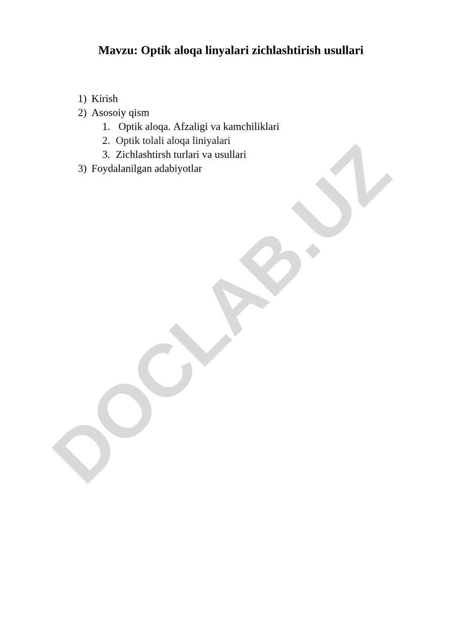 Optik aloqa linyalari zichlashtirish usullari