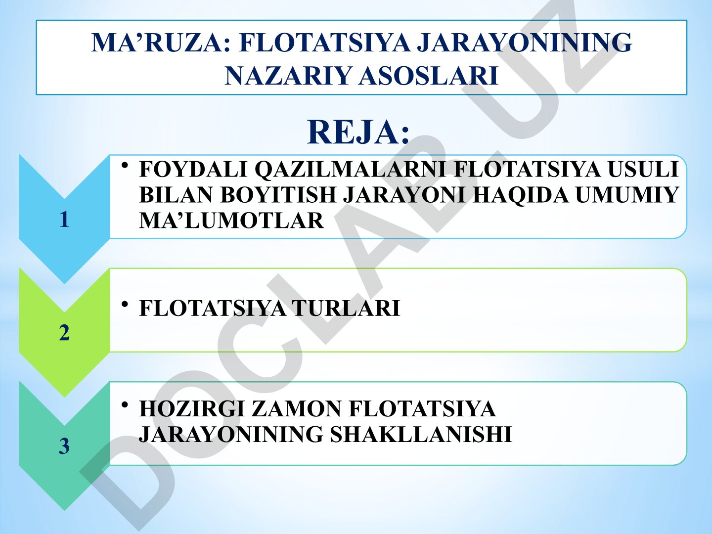 Flotatsiya jarayonining nazariy asoslari