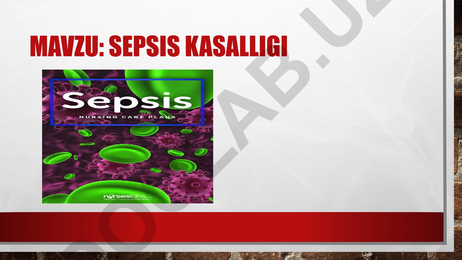 Sepsis kasalligi: etiologiyasi, patogenezi, klinik shakllari va davolash