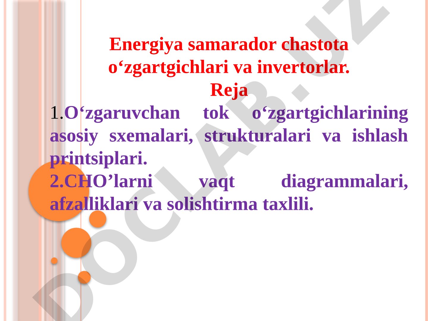 Energiya samarador chastota o‘zgartgichlari va invertorlar