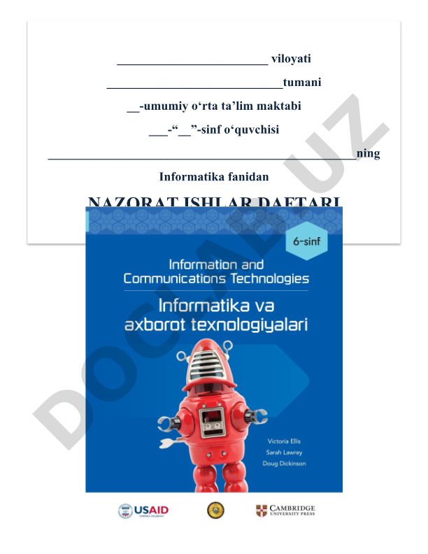 Informatika fanidan nazorat ishlari daftari