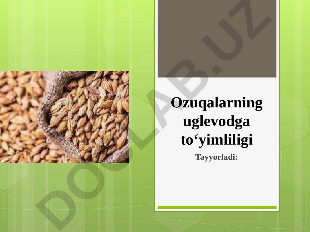 Uglevodlarning umumiy ta'rifi, sinflanishi va ozuqa normasi