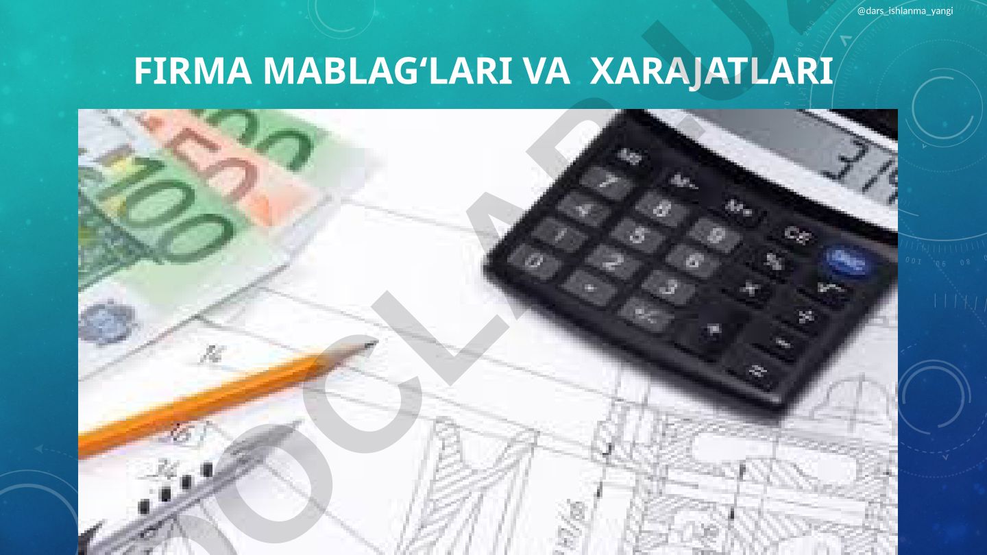 Firma mablag‘lari va xarajatlari