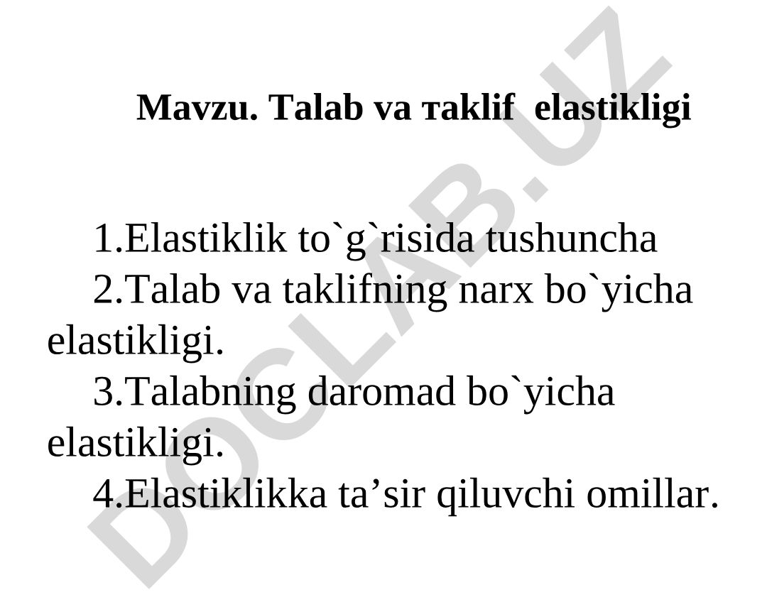 Talab va taklif elastikligi