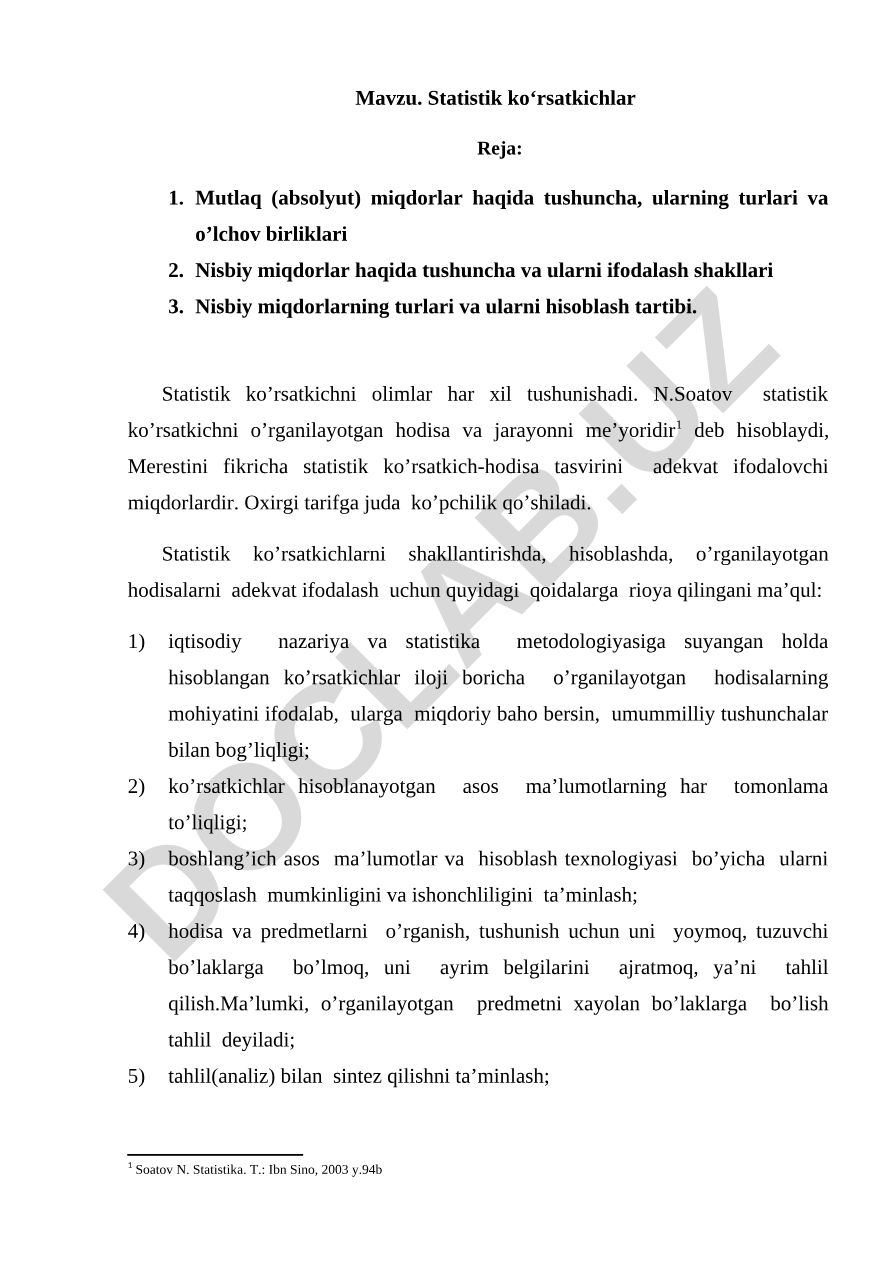 Statistik ko‘rsatkichlar