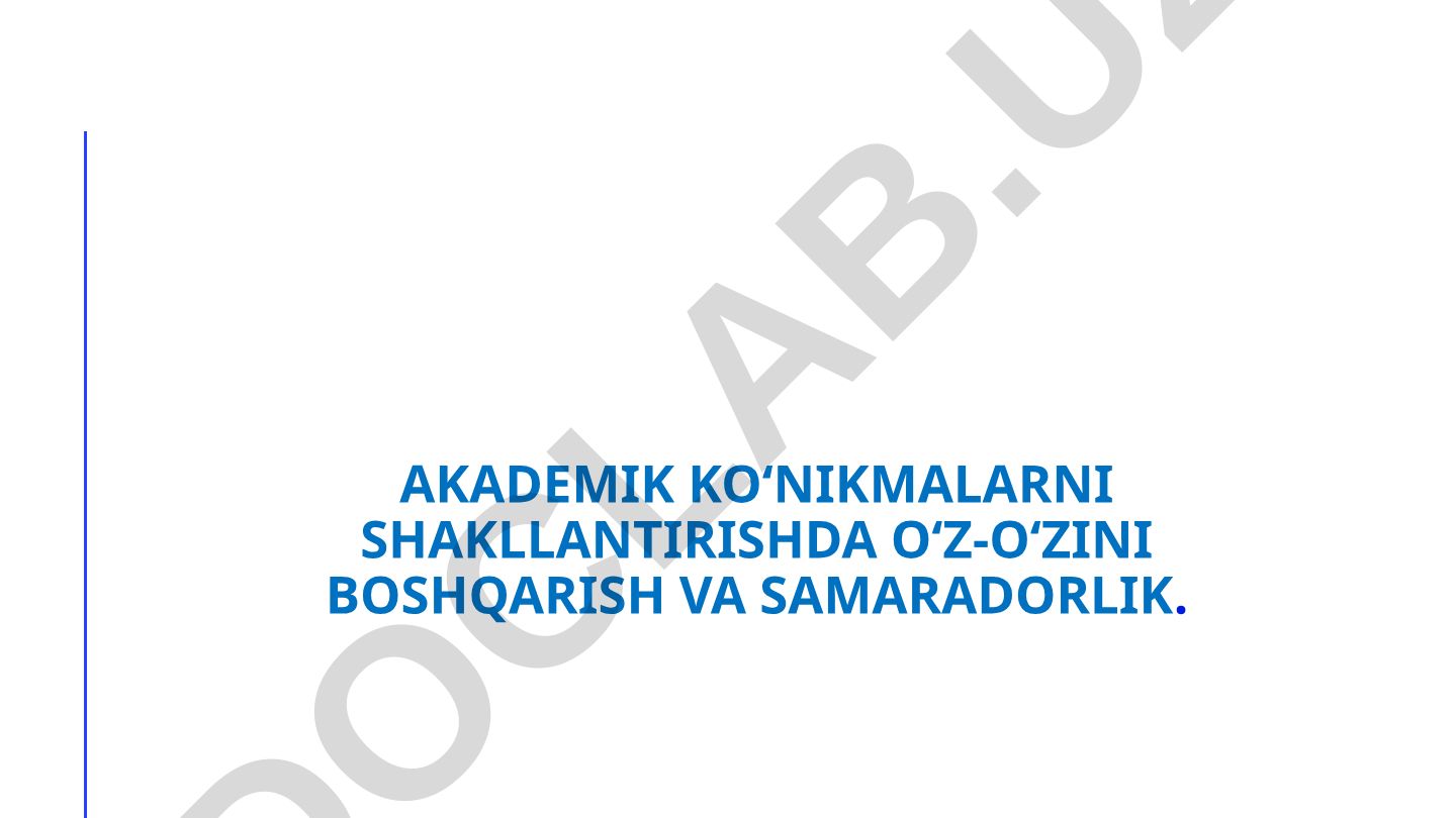 Akademik ko‘nikmalarni shakllantirishda o‘z-o‘zini boshqarish va samaradorlik