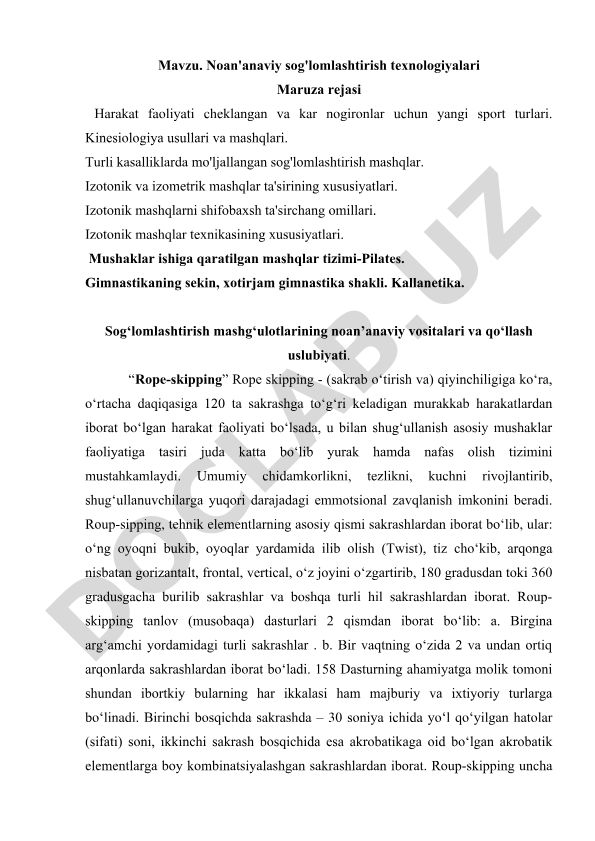 Noan'anaviy sog'lomlashtirish texnologiyalari