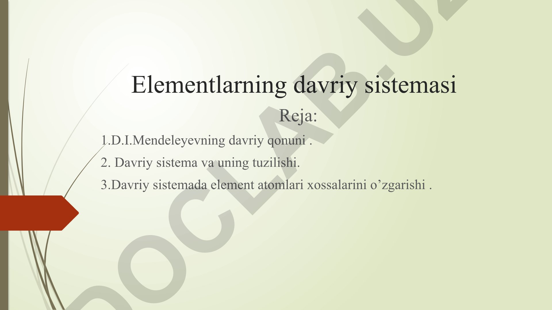 Elementlarning davriy sistemasi va Mendeleyevning davriy qonuni