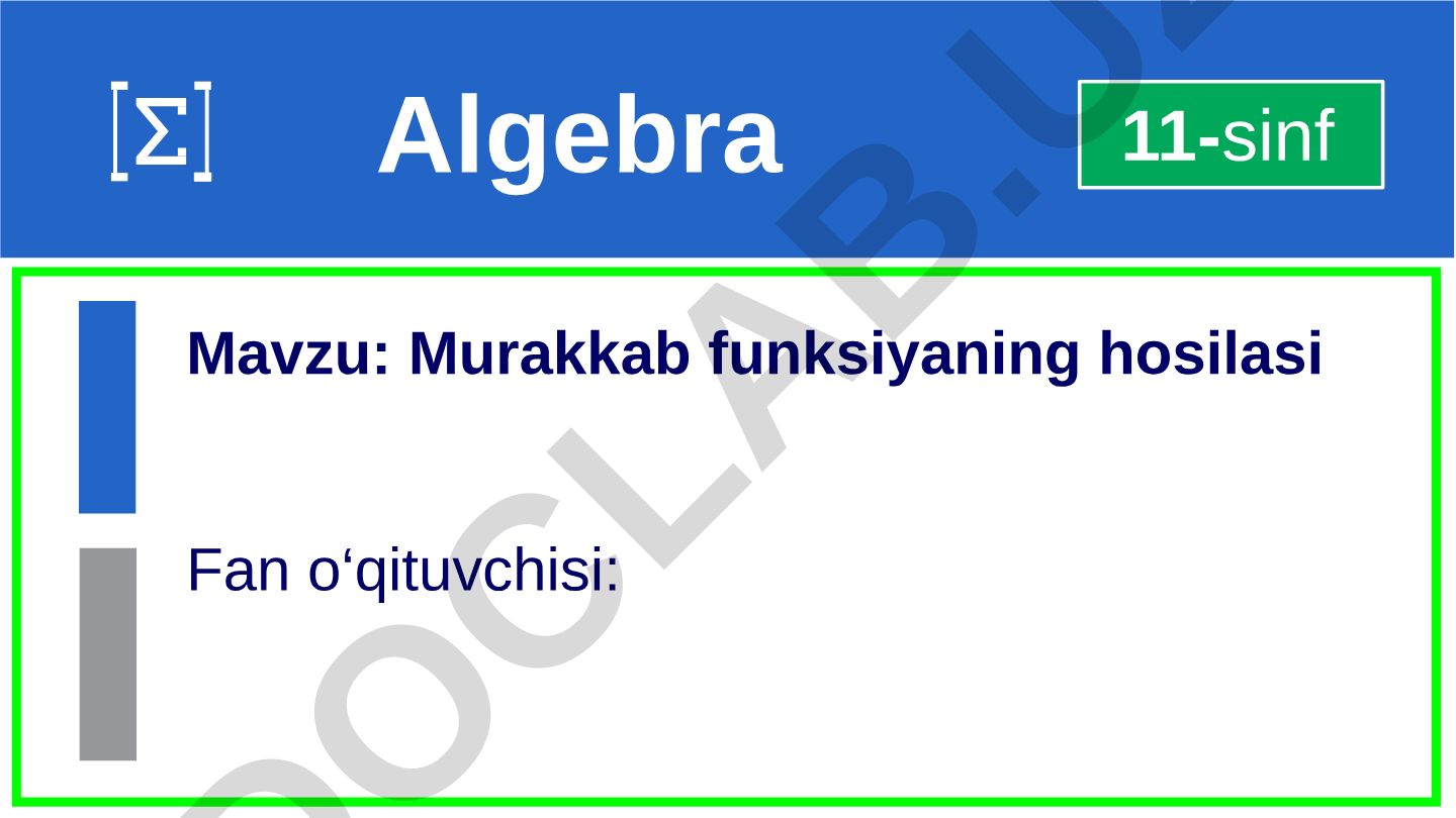 Murakkab funksiyaning hosilasi