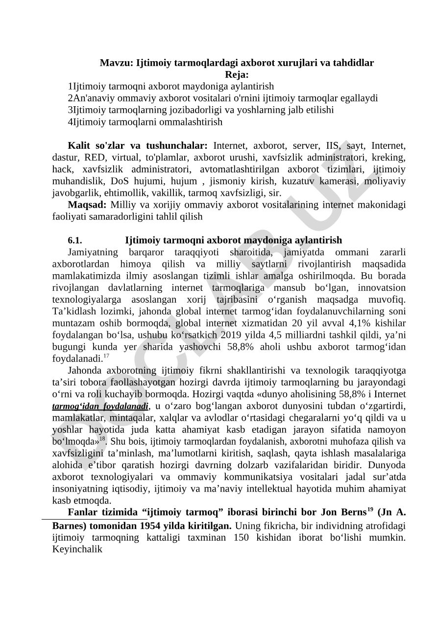Ijtimoiy tarmoqlardagi axborot xurujlari va tahdidlar