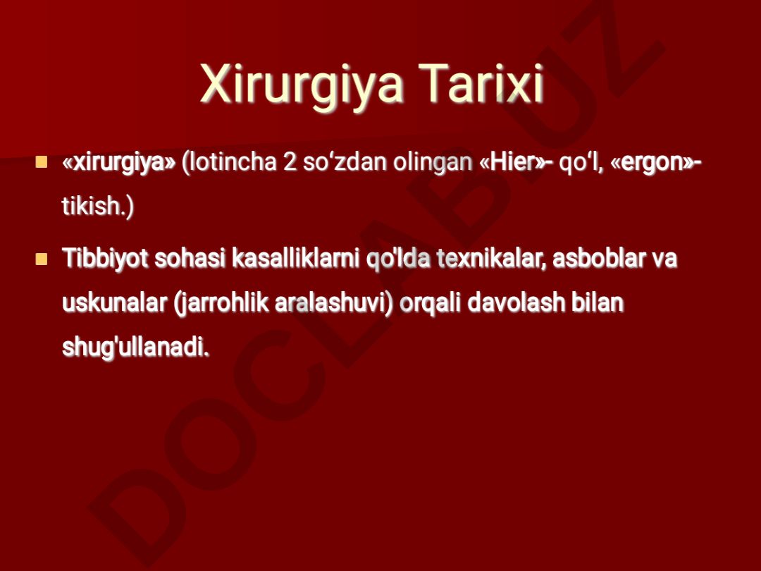 Jarrohlik tarixi va rivojlanish bosqichlari