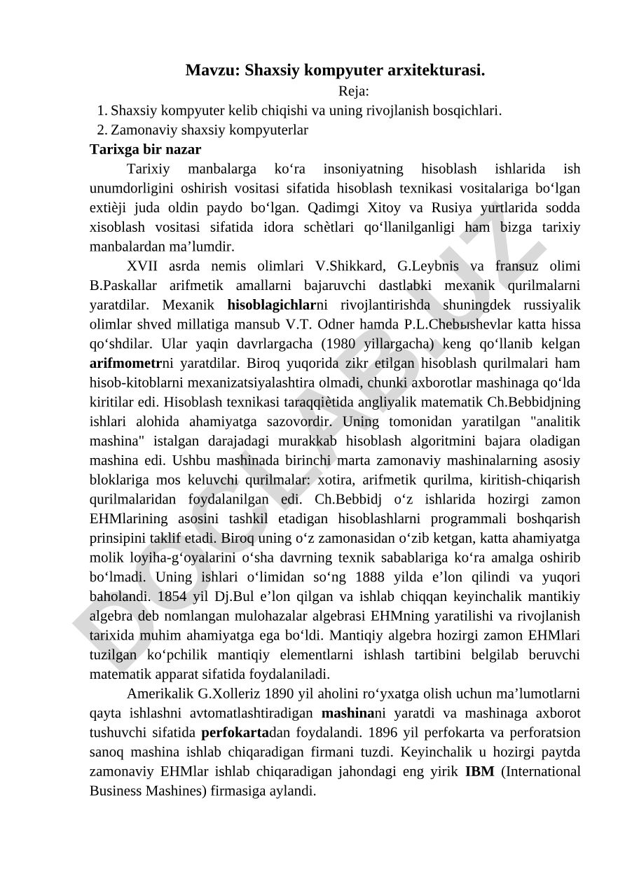 Shaxsiy kompyuter arxitekturasi