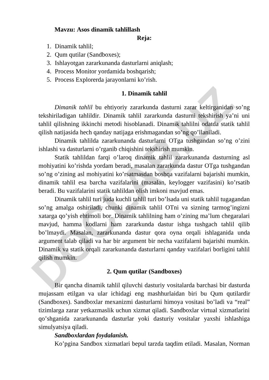Asos dinamik tahlillash