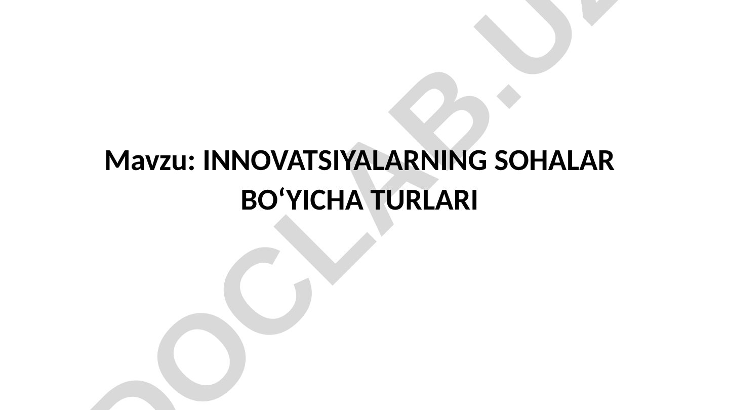 INNOVATSIYALARNING SOHALAR BO‘YICHA TURLARI 2024