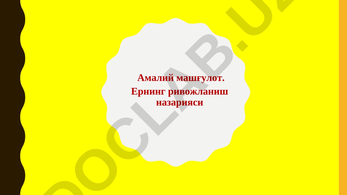 Yerning rivojlanish nazariyasi va amaliy mashg'ulotlar