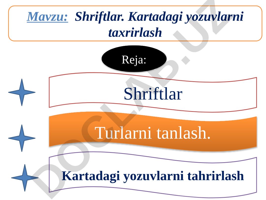 Shriftlar. Kartadagi yozuvlarni taxrirlash