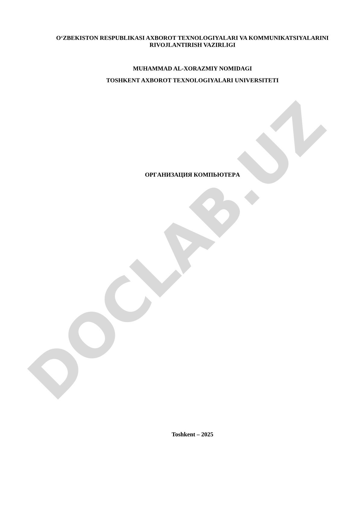 Kompyuter xotirasining tashkiliy tuzilishi va elementlari