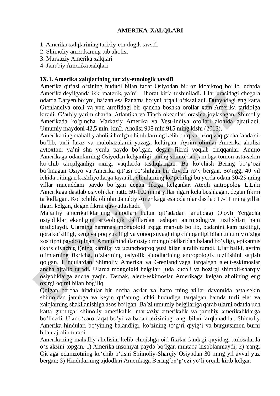 Amerika xalqlarining tarixiy-etnologik tavsifi