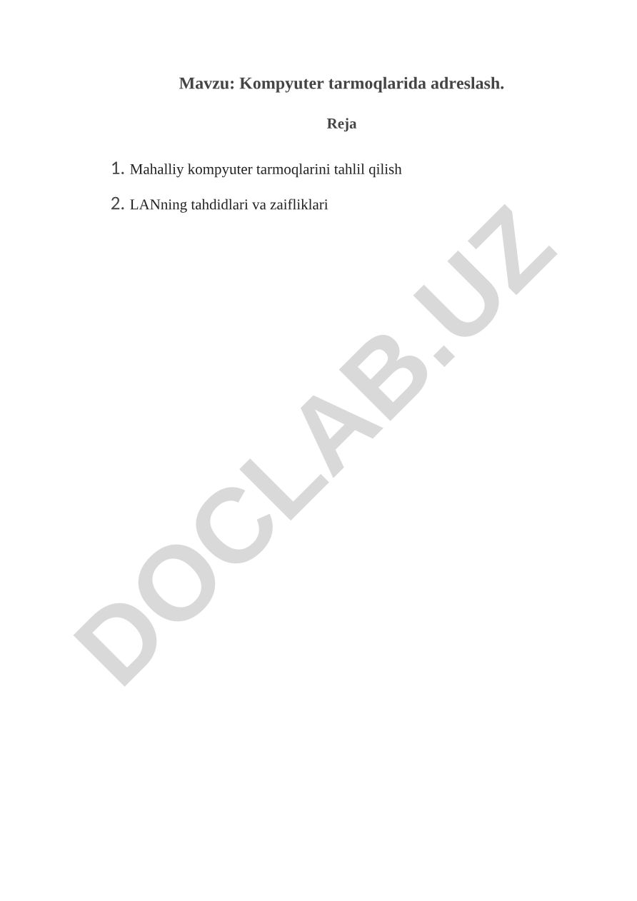 Kompyuter tarmoqlarida adreslash
