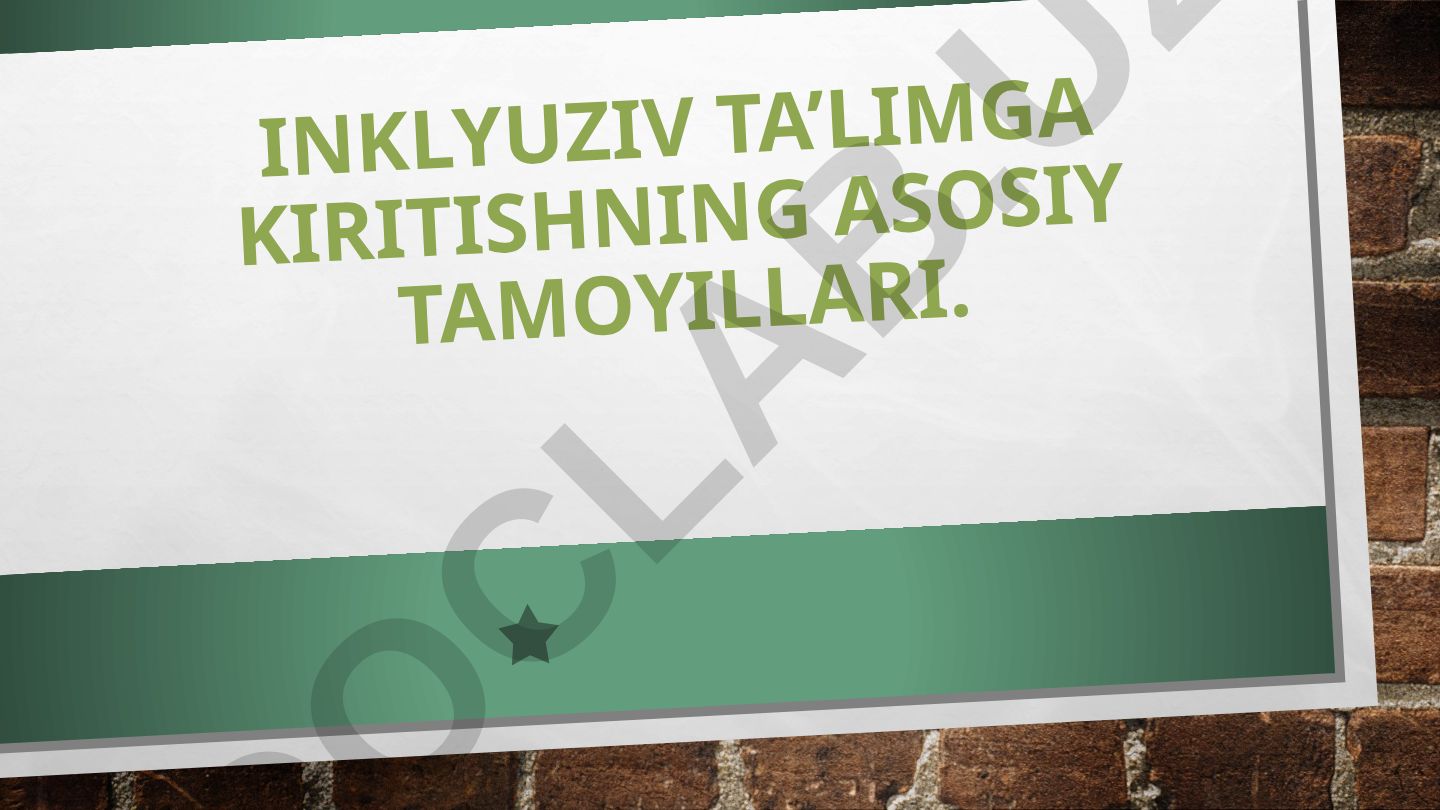 Inklyuziv ta'limga kiritishning asosiy tamoyillari