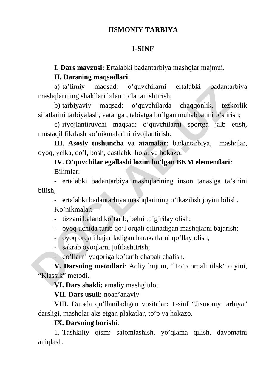 Ertalabki badantarbiya mashqlar majmui