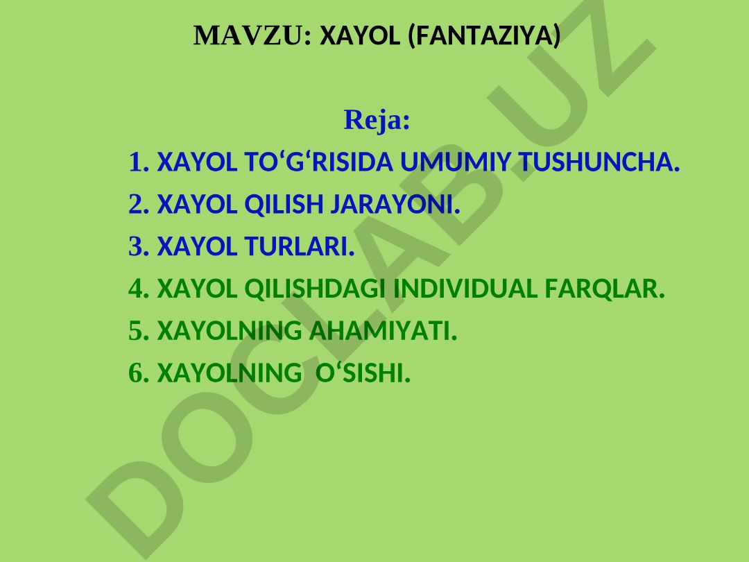 XAYOL (FANTAZIYA)
