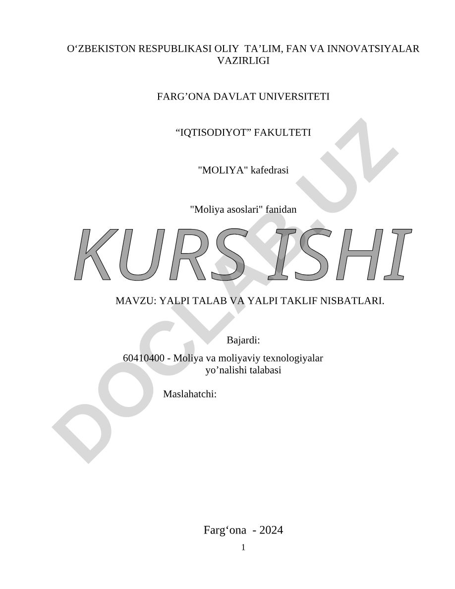 Yalpi talab va yalpi taklif nisbatlari