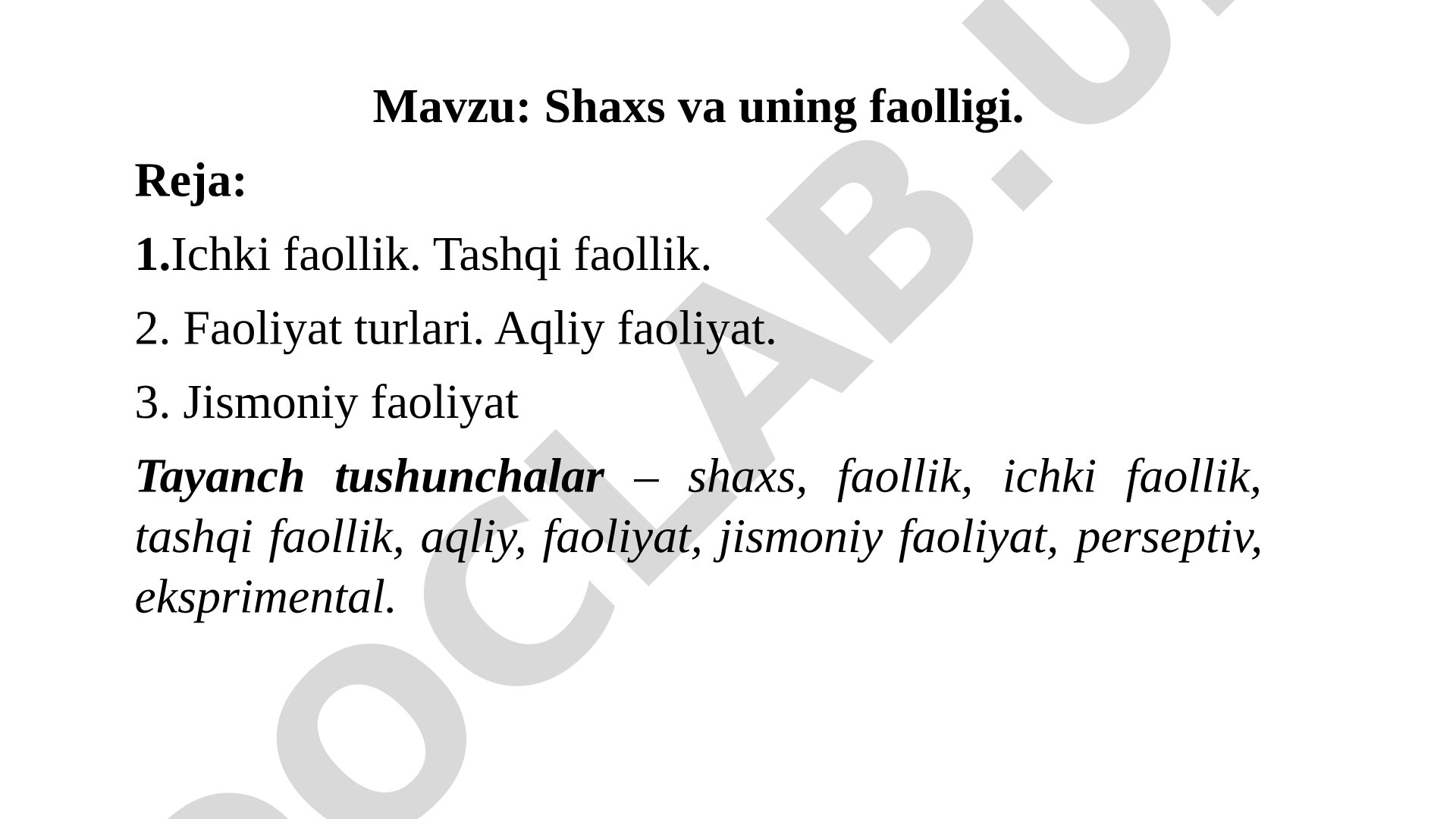 Shaxs va uning faolligi