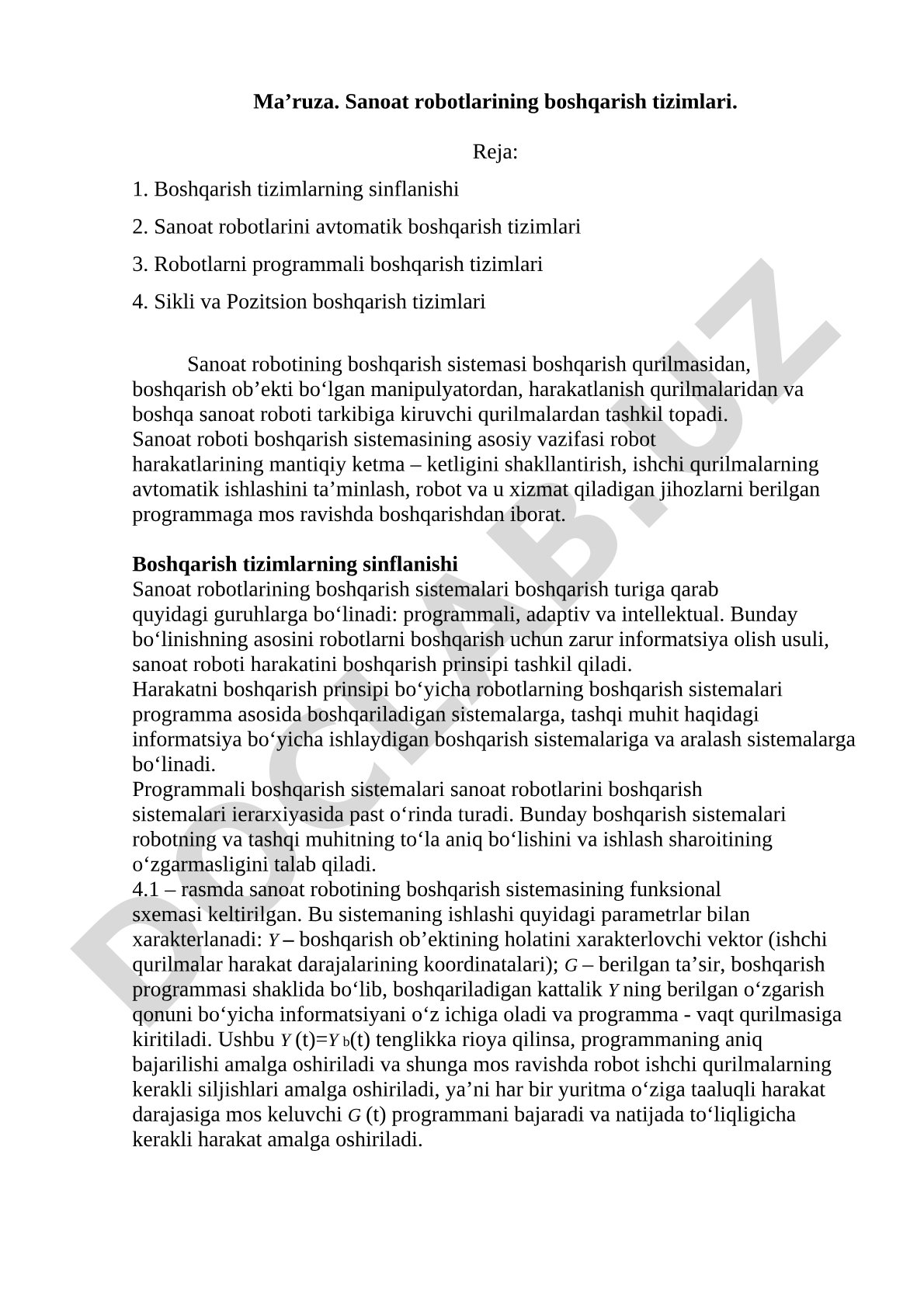 Sanoat robotlarining boshqarish tizimlari
