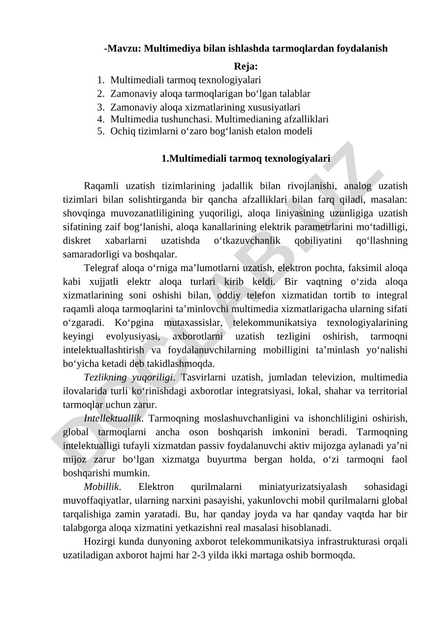 Multimediya bilan ishlashda tarmoqlardan foydalanish