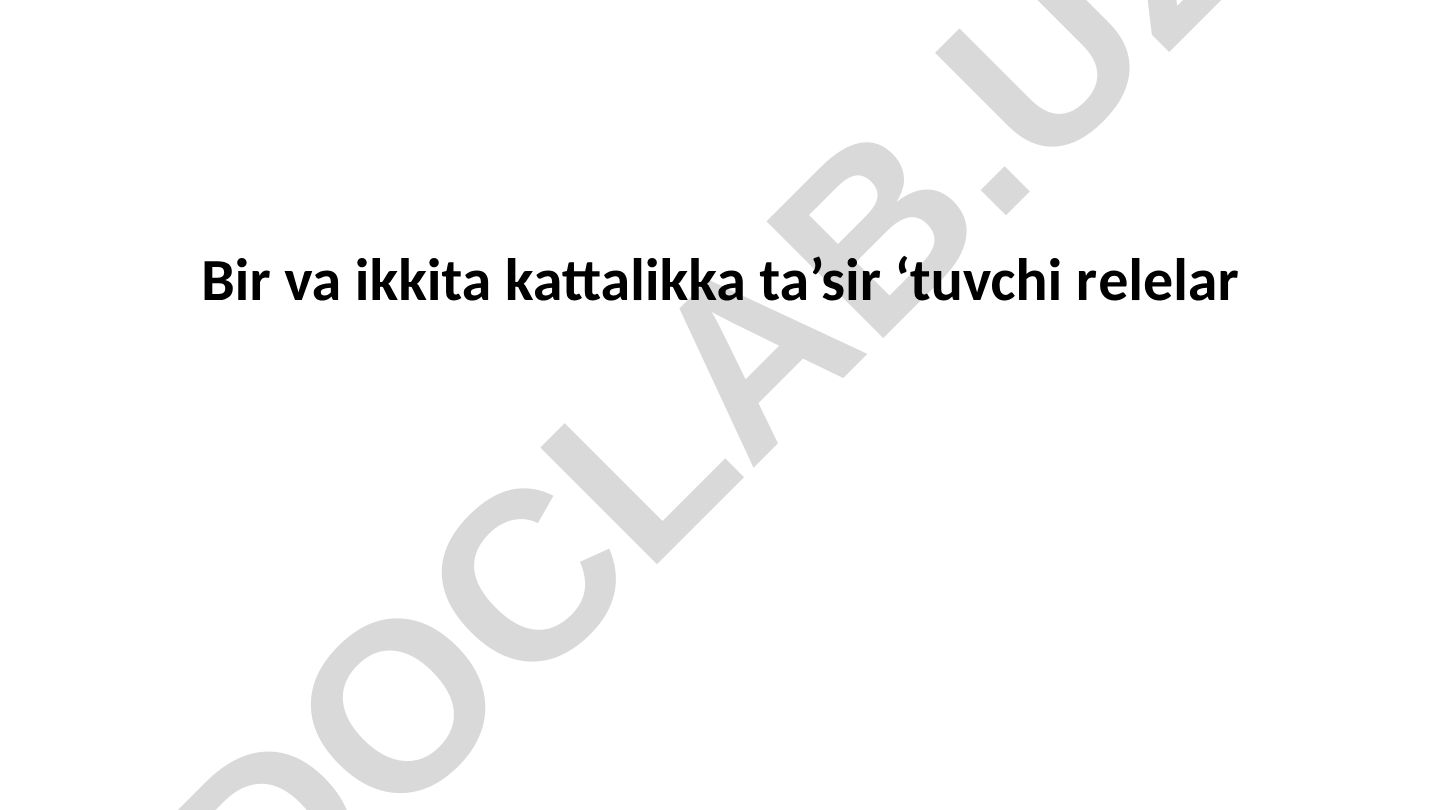 Tok va kuchlanish relelari turlari va xususiyatlari