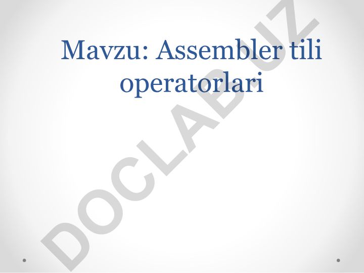 Assembler tili operatorlari