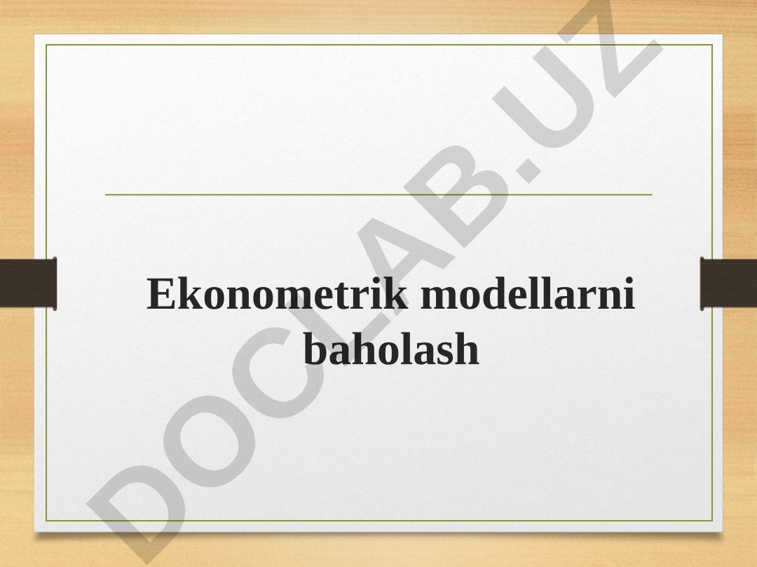 Ekonometrik modellarni baholash