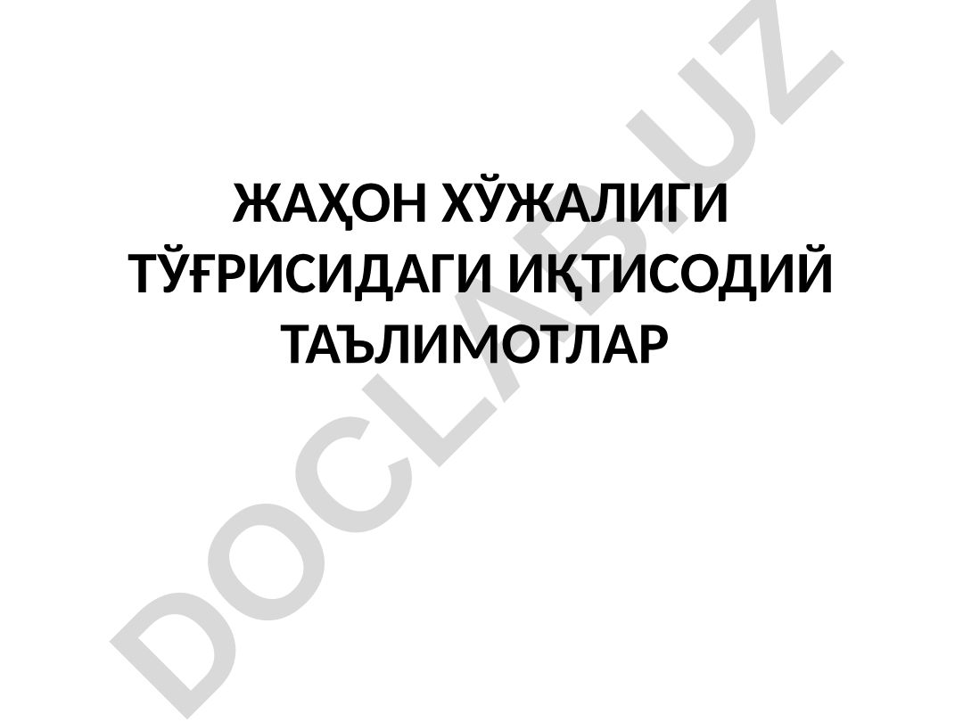 Жаҳон хўжалиги тўғрисидаги иқтисодий таълимотлар