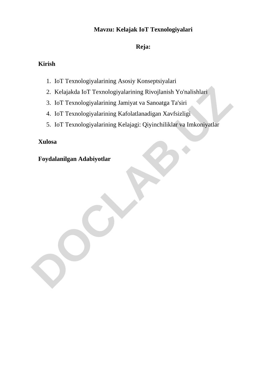 Kelajak IoT Texnologiyalari