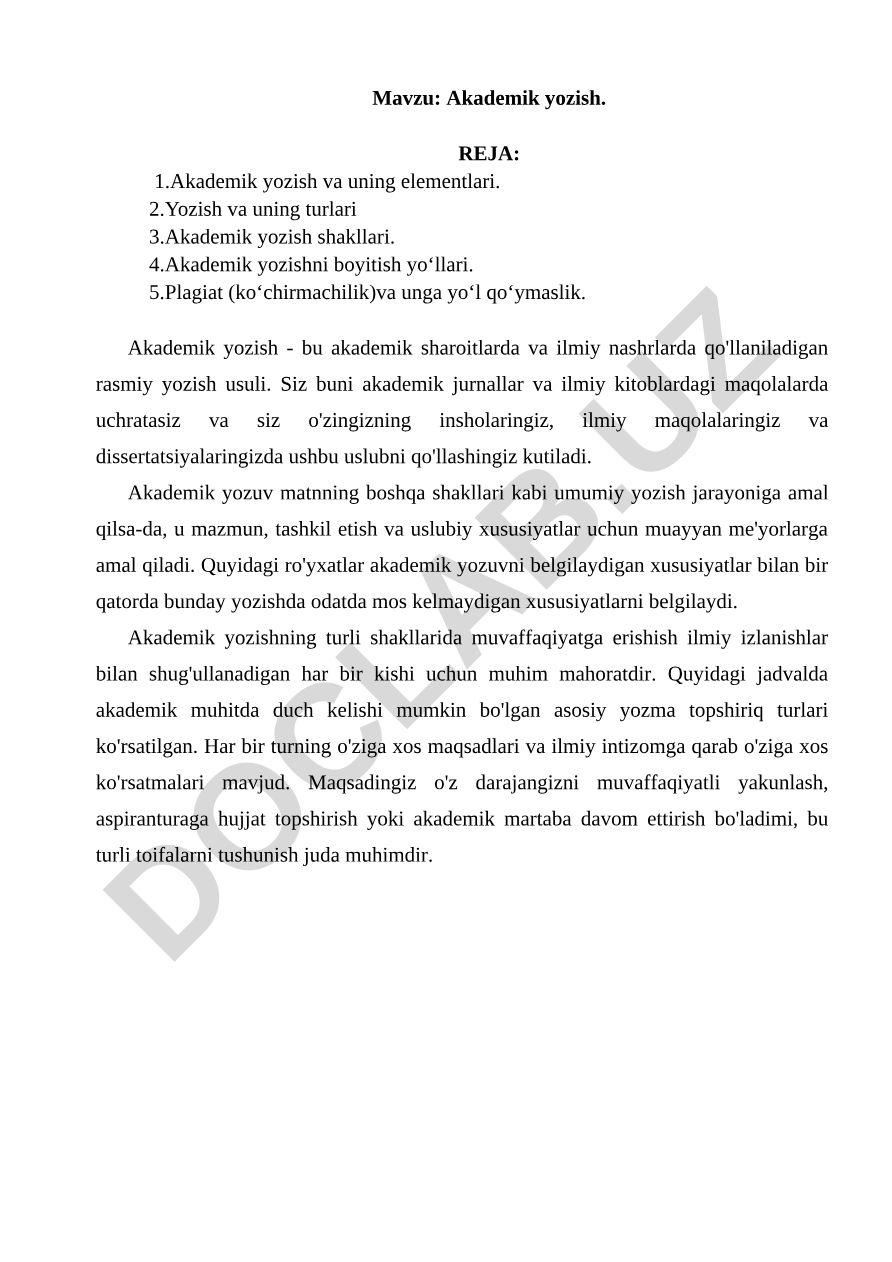 Akademik yozish