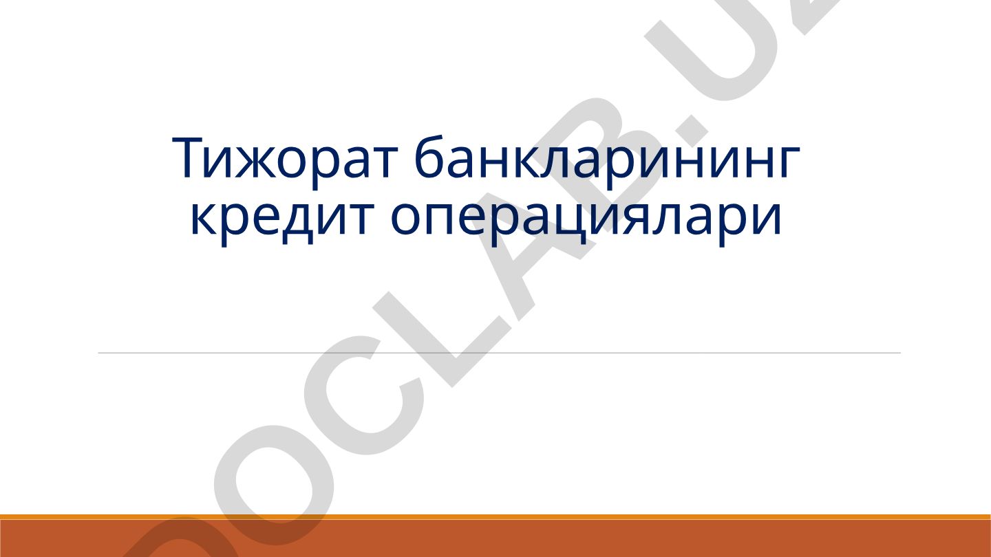 Тижорат банкларининг кредит операциялари