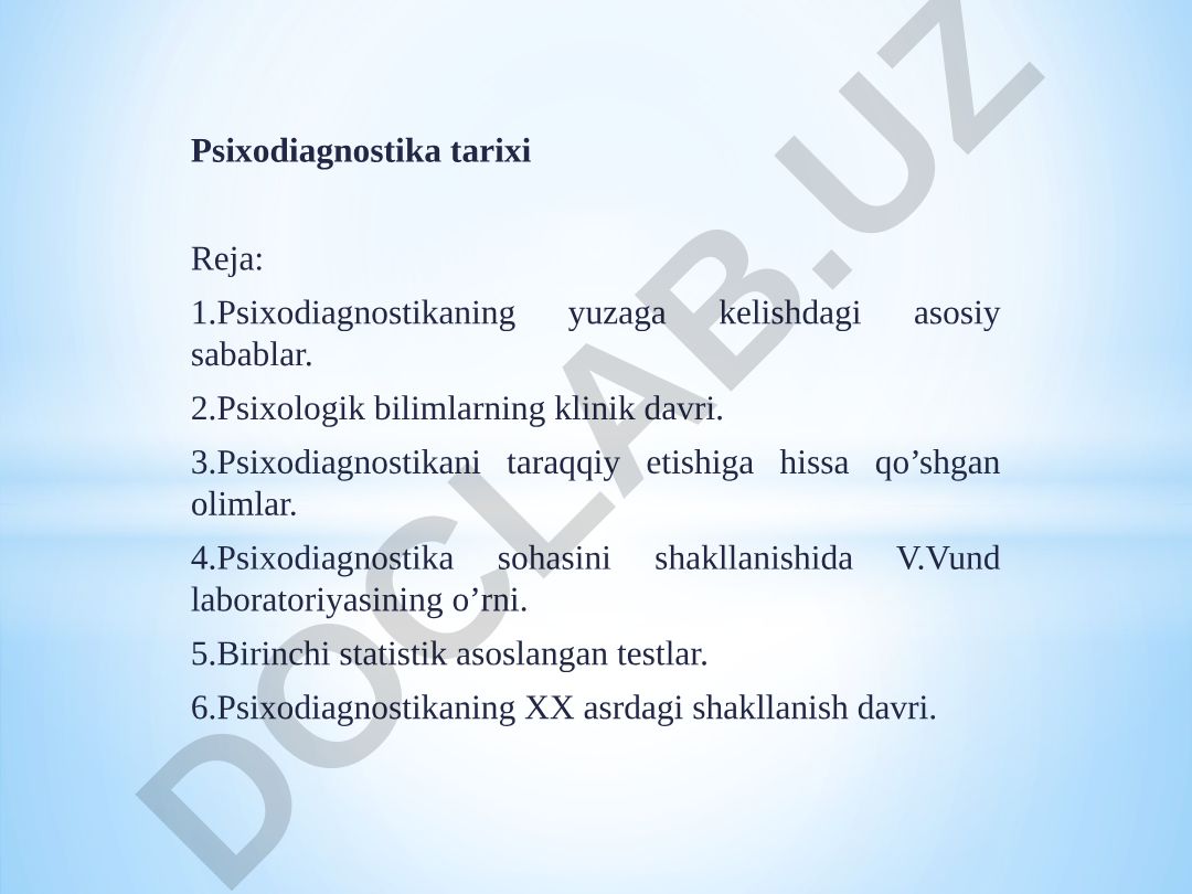 Psixodiagnostika tarixi