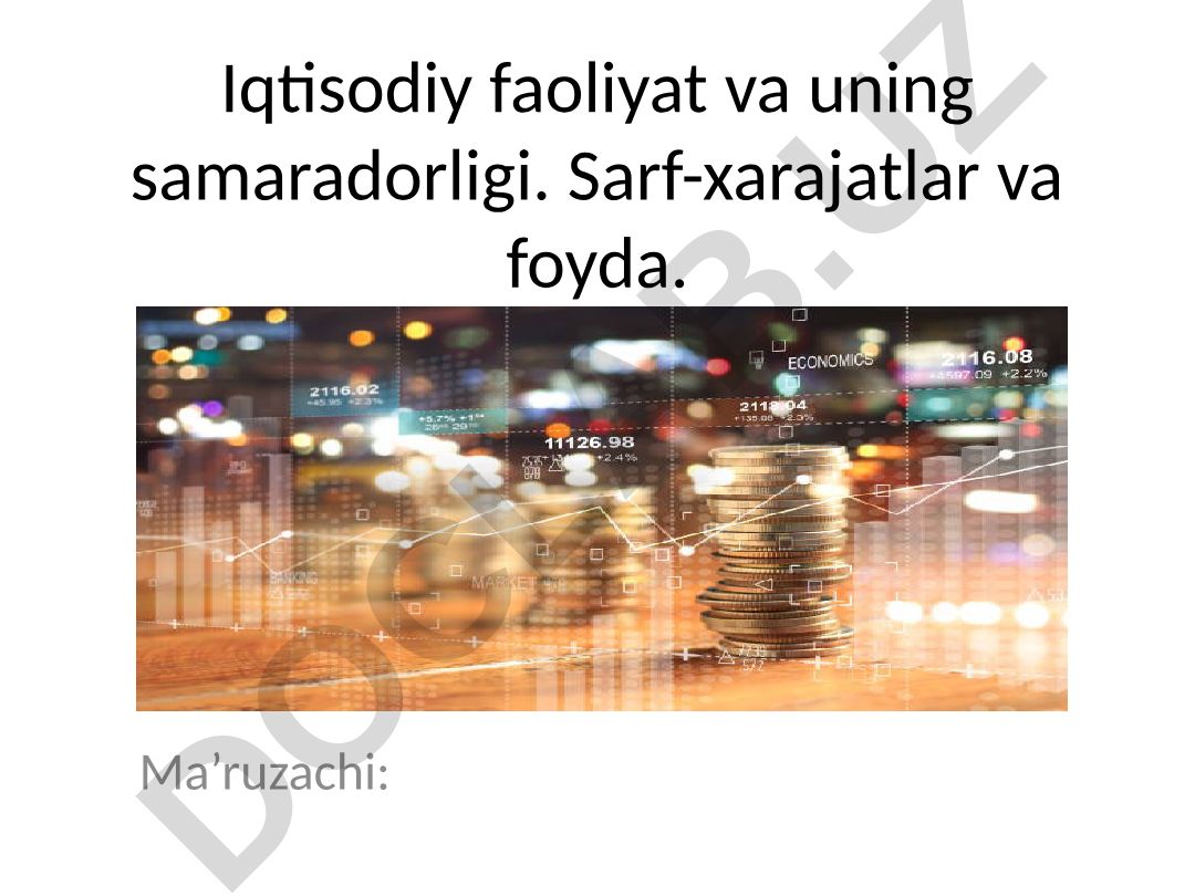 Iqtisodiy faoliyat va uning samaradorligi
