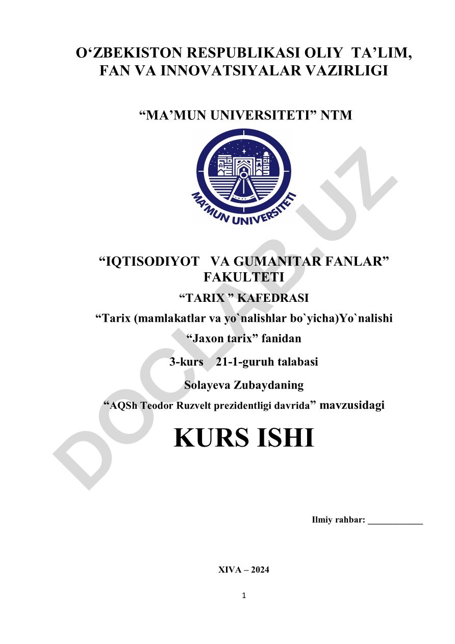 AQSh Teodor Ruzvelt prezidentligi davrida
