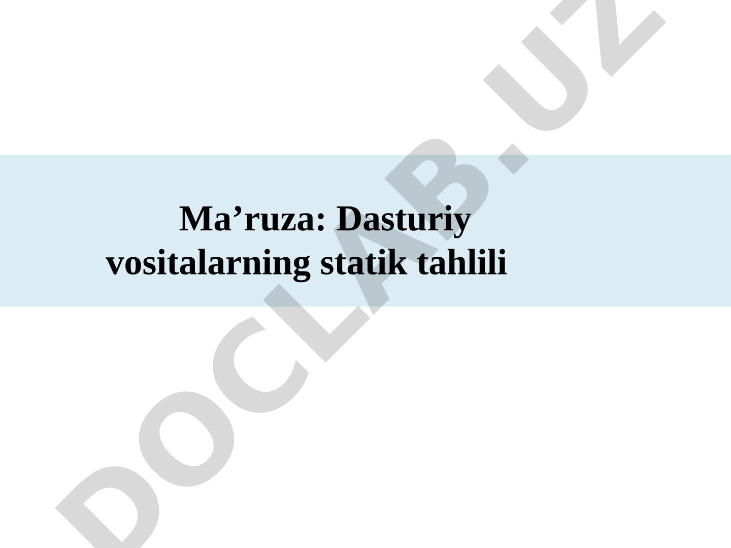 Dasturiy vositalar statik tahlili taqdimoti