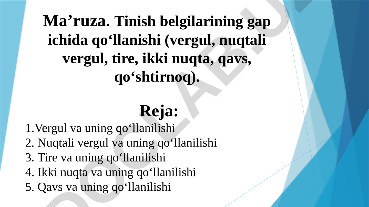 Tinish belgilarining gap ichida qo‘llanishi