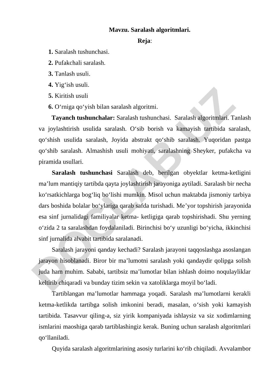 Saralash algoritmlari