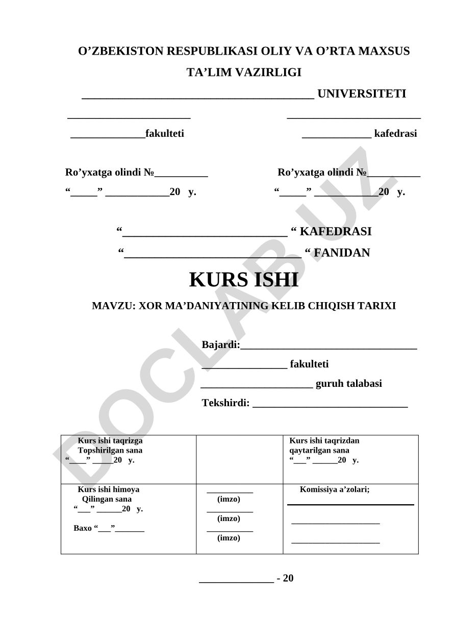 Xor madaniyatining kelib chiqish tarixi
