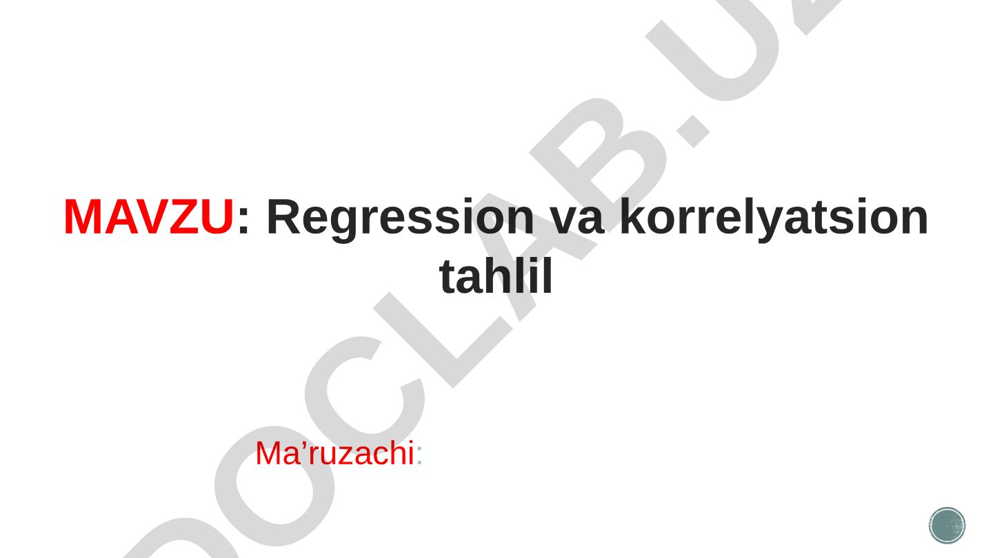 Regression va korrelyatsion tahlil