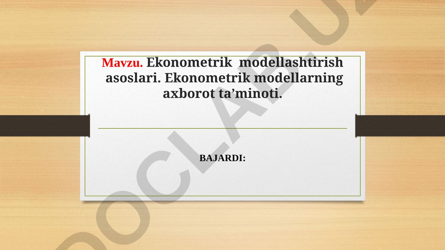 Ekonometrik modellashtirish asoslari