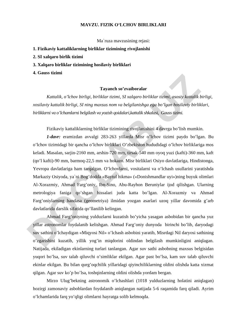 Fizik o‘lchov birliklari
