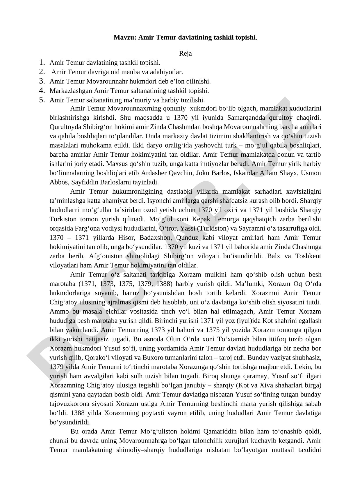 Amir Temur davlatining tashkil topishi