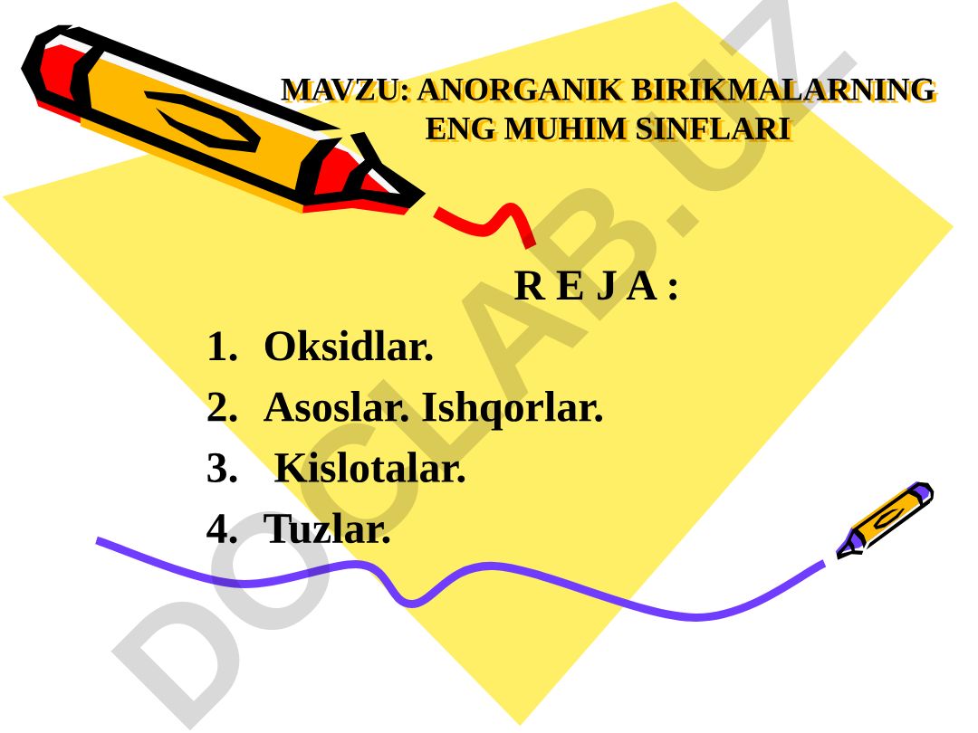 Anorganik birikmalarning eng muhim sinflari