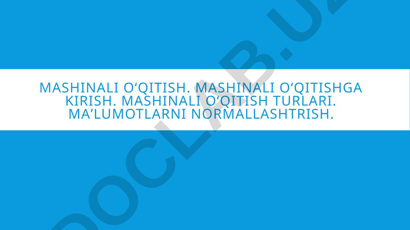 Mashinali o‘qitishga kirish va turlari